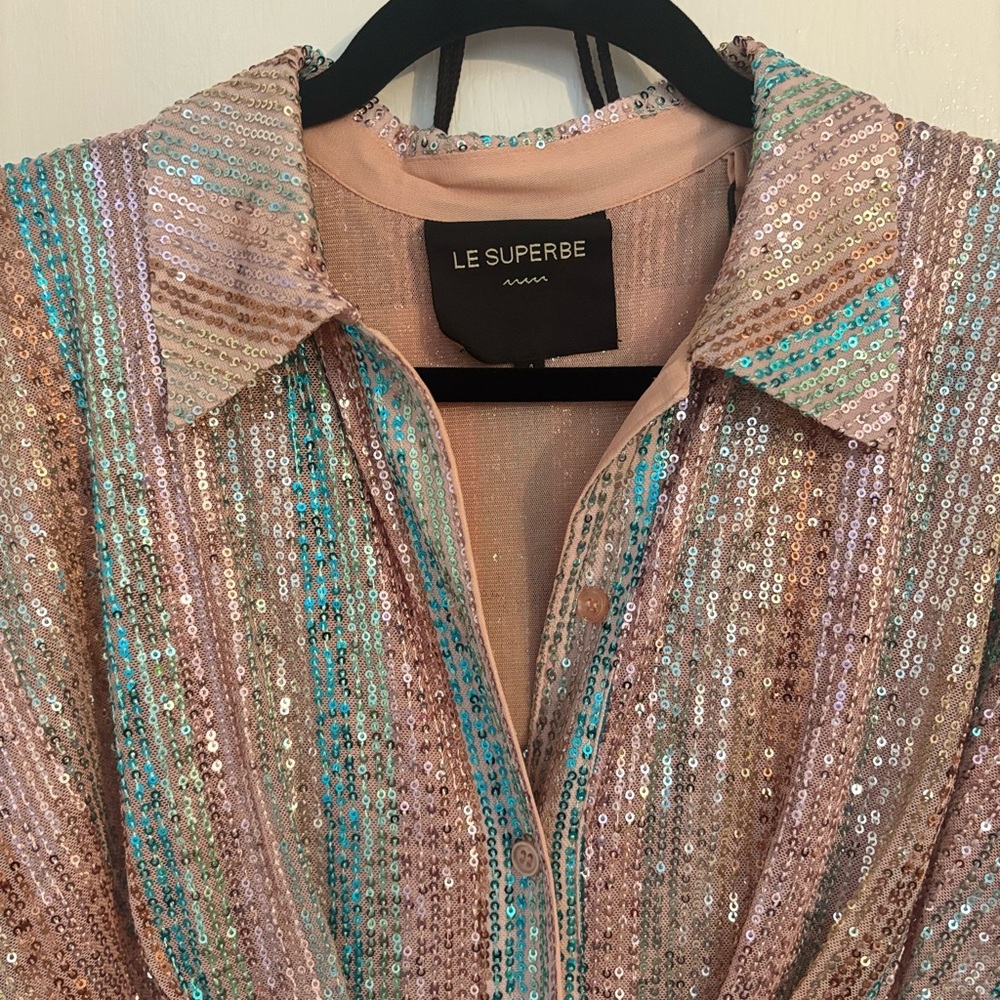 LE SUPERBE MINI MIKO DRESS AQUA RAINBOW size 4 NWT $495🌈 - Picture 7 of 14